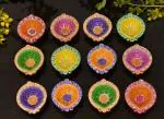 CraftVatika Clay Diyas Diya Deepak Colorful Set Earthen Diwali Decoration for Home Decor