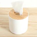 Kunya 1pc Oval Shape Wooden Cover Plastic Tissue Box Holder | Paper Napkin Holder Case | Tissue Holder Dispenser Organizer for Car Decor Home Room Hotel