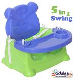 Odelee Green 5 in 1 Baby Booster Plastic Seat Cum Swing with Feeding Tray