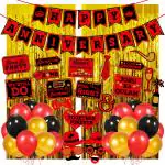Zyozique Anniversary Decorations Combo - Banner, Photo Booth, Balloons with Foil Curtain (Pack of 50)