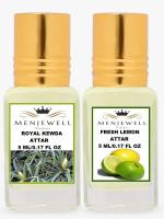 Menjewell Combo Pack Of 2PCs Attar(Royal Kewda 5Ml,Fresh Lemon 5Ml) 10ML Attar (Floral, Fruity))