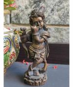 Breeze Handicrafts Black Metal Antique Shri Krishna Idol Krishna with Bansuree Showpiece Shree Krishna Murti for Home Decor Height 5 inch