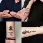 Temporary Tattoowala Line arts Amma With Smile Roll Camera Designs Pack of 4 Temporary Tattoo Sticker For Men and Woman Waterproof(2x4 Inch)