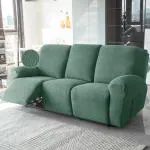 HOKIPO 3 Seater Recliner Sofa Cover, 210GSM Thick T-Type Jacquard, Continental Green (AR-4974-GR)