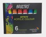 Brustro Multicolor Artists Acrylic Colour Set Of 6 Fluorescent Colours 12ml Tubes