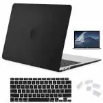 iFyx Compatible with MacBook Air 13 Inch With Touch id Case Cover 2021-2020 Release A2337 M1 A2179 Protective Plastic Hard Shell Case Cover + Keyguard Skin + Screen Guard (Black)