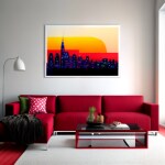 Love Creation A4 Size poster print for creative wall art- sunset-skyline-abstract-art-print-11207(Non Sticker)