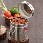 HAZEL Stainless Steel Container with Clip Lock |Steel Container For Kitchen Storage Set | Steel Storage Box For Kitchen, 900 ML, Silver