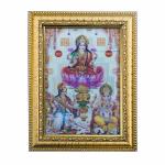 Hawai Ganesh Laxmi Saraswati Photo with Engineered Wood Home Décor Religious Photo Frame for Worship Use, 8.5x7 inch, SFDI00657_3DGLDFRM5/7