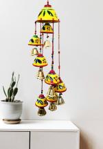 PALPAL Home decoration latest big bell wall hanging set of 1 toran wind chimes (yellow)