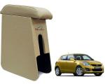 WolkomHome Car Arm Rest Wooden Armrest Beige Color with Cushion & Storage Box for Swift