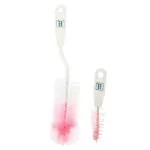 Mee Mee Baby Feeding Bottle & Nipple Cleaning Brush | Ergonomic Handle | Easy to Clean Bottle Corners for Narrow Neck & Wide Neck | BPA Free, Easy Hanging Storage | Pink