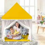 OSANA Children Boy Girls Portable Castle Playhouse | Medium Size Light Weight Kids Polyester Play Tent House for 3-13 Year Old Kids Girls and Boys Plan Yellow