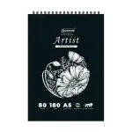 SUNDARAM A5 Spiral Bound Plain Black Sketch Book, (80 Pages) 14.8 x 21 cm