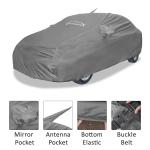 Autoistix Waterproof and Hear Resistant Bolder Grey Weather Resistance Mirror and Front Antenna Pocket Car Body Cover for Mahindra Quanto 2014