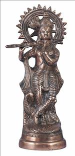 JAG MOHAN YOGESH Krishna Standing Gun Metal Copper Colour God Idol
