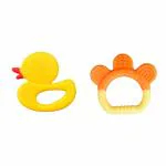 Mastela Duck and Ring Orange Super Soft Silicone Teether (Pack of 2)
