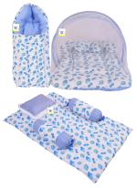 Toddylon New Born Baby Boy’s & Baby Girl’s Bedding Set Mosquito Net Bed Sleeping Bag and Gaddi Set