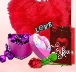 Midiron Chocolate Day Gift|Valentine's Day Gift for Wife/Husband|Unique Love Combo Gift|Romantic Anniversary & Birthday Gift With Handmade Chocolates, Artificial Rose, Love Card & Heart Red Cushion