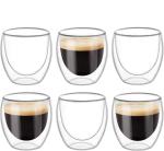 Cracker Transparent Insulated Double Wall Glass Cup Tea Coffee Mug 250ml (Pack Of 6)