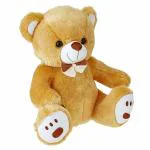 Webby Brown Plush Cute Sitting Teddy Bear Soft Toys with Neck Bow and Foot Print (35 cm x 30 cm)