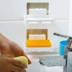 House of vipa Wall Mounted Self Draining Soap Dish Holder Case - Hanging Waterproof soap Box Storage Rack with Self Adhesive Sticker for Bathroom, Kitchen, Bathtub, Washbasins, plastic
