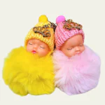 ANSHEZ 2 Pcs Cute Sleeping Doll Keychain Soft Toys Keychains for Kids, Gifting, Women, Baby Girl, Best Friend - (Random Color)