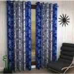 WOAH Polyester Floral Door Curtain Door Window Curtain Premium Polyester Weaved Parda Latest Modern Parde for Living Room Bedroom Home Office Screens Eyelet Ring (5 Feet -Blue2)