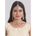 ASI ENTERPRISE BRIDAL MIRROR JEWELLERY EARRING WITH MAANG TIKKA ( GAJRI COLOR ) Allure Fusion Jewellery Sets