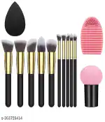 Leticia 10 PC Makeup Brush Set,1 Makeup Sponge and 1 Makeup Brush Cleaner & 1 Blender (13 Items in the set)