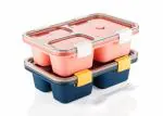 VALVIER Lunch Box for School -3 Compartment Plastic Tiffin Box, Air Tight Easy to Clean Lunch Box for Kids, Fresh Box for Sandwiches, Pasta, Noodle, Salad, Wraps, Chips, Nuts, Dried Fruit [ BUY 1 GET 1 FREE ]