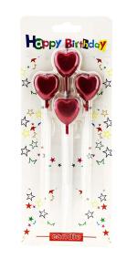 My Party Suppliers Creative Red Love Heart Cake Topper Child Birthday Candle (pack of 4)
