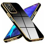 Mr Case 6D Chrome Back Cover Case For Infinix Note 10 Pro | ( Gold Plated Frame | Glossy Backside -Black )