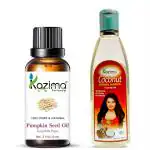 KAZIMA Pumpkin Seed Oil 15ml And Coconut Herbal Hair Oil 100ml For Hair And Skin (Combo Of 2)
