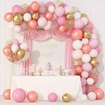 RG Accessories Pink, Gold, White, Beige Rubber Solid Balloon Garland Arch For Wedding, Birthday, Engagement Balloon (Pack Of 82)