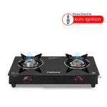 Fabiano FAB-2BRN SMART AUTO 2 Burner Glass Gas Stove With Auto Ignition ISI Marked (Black)