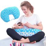 Kid's Charm Milky Star Portable 5 in 1 Baby Breast Feeding Pillow for New Born Baby | Infant Baby Nursing Feeding Pillow for Breastfeeding with Removable Cover, Cotton Pillow (Star-Blue)