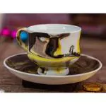 TMF Ceramic Yellow Color Fine Bone China Tea Cup Set, 180 Ml (6 Cups & 6 Saucers) (Yellow, Cup and Saucer Set)