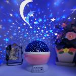 NSCC Star Master Rotating 360 Degree Moon Night Light Lamp Projector With Colors And Usb Cable,Lamp For Kids Room Night Bulb (Multi Color,Pack Of 1, Random,Crystal)