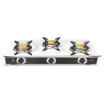 Vidiem Stainless Steel Sleek Gas Stove with 3 Forged Burners