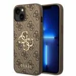 CG MOBILE SAS Guess iPhone 15 Case [Official Licensed] PU Leather Case with 4G Metal Logo | Shock Absorption Protective Case/Cover Designed for iPhone 15 (6.1-Inch) 2023 - Brown