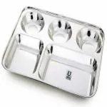 UPEN Stainless Steel Bhojan Thali/Mess Tray/Dinner Plate Set of 1 / Stall Plates of Extra Depth 5 Compartments in 1 Plate Set of 1