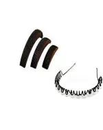 LYTIX Black Synthetic 3 Puff Bump Extension with 1 Metal Zig Zag Hair Band (Pack of 4)