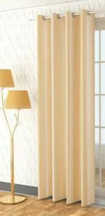 Parda Online Cream Long Crush Solid Eyelet Plain Window Curtain 7ft, (Pack of 1)