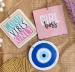 Quirkyfy Good Vibes Hanging Set of 3, Quotes Wall Hanging Home & Kitchen (Multicolor)