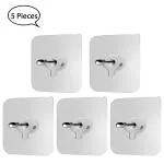 ZURU BUNCH 5 Pcs Nail Free Photo Frame Wall Hook Screw Adhesive Non-Trace No Drilling for Bathroom Shower Kitchen Installation Hanging, Waterproof Transparent Screws Hook