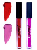 bq BLAQUE Matte Liquid Lip Gloss Combo of 2 Lipstick # 102-117 (8 ml, Red & Swiss Light Magenta)