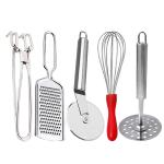 DreamBasket Pakkad & Cheese Grater & Egg Whisk & Pizza Cutter & Potato Masher for Kitchen
