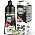 BSY Noni Natural Black Hair color shampoo -180ml - Pump Pack | No Ammonia | 3 in 1 - Hair Dye Shampoo, conditioner for women | Noni Fruit Hair Dye for Men | 5 Minutes Hair Color