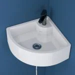 Plantex Ceramic Corner Basin/Wall Mount Basin for Bathroom/Wall Hung Wash Basin/Small Corner Sink (Cornia)